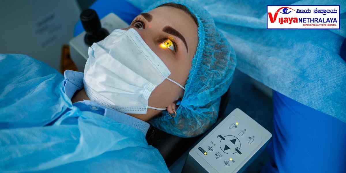 A surgical team is performing laser cataract surgery on a patient.