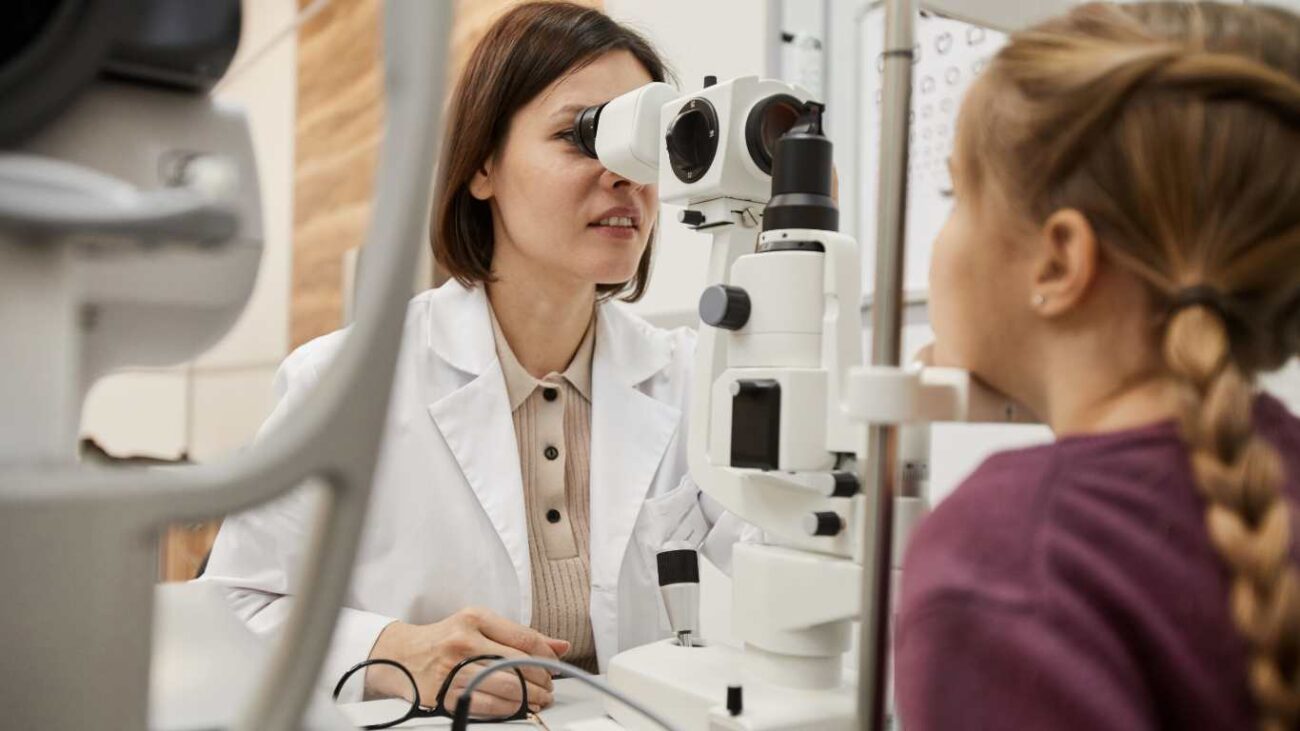 Ophthalmologist Using Vision Test Equipment