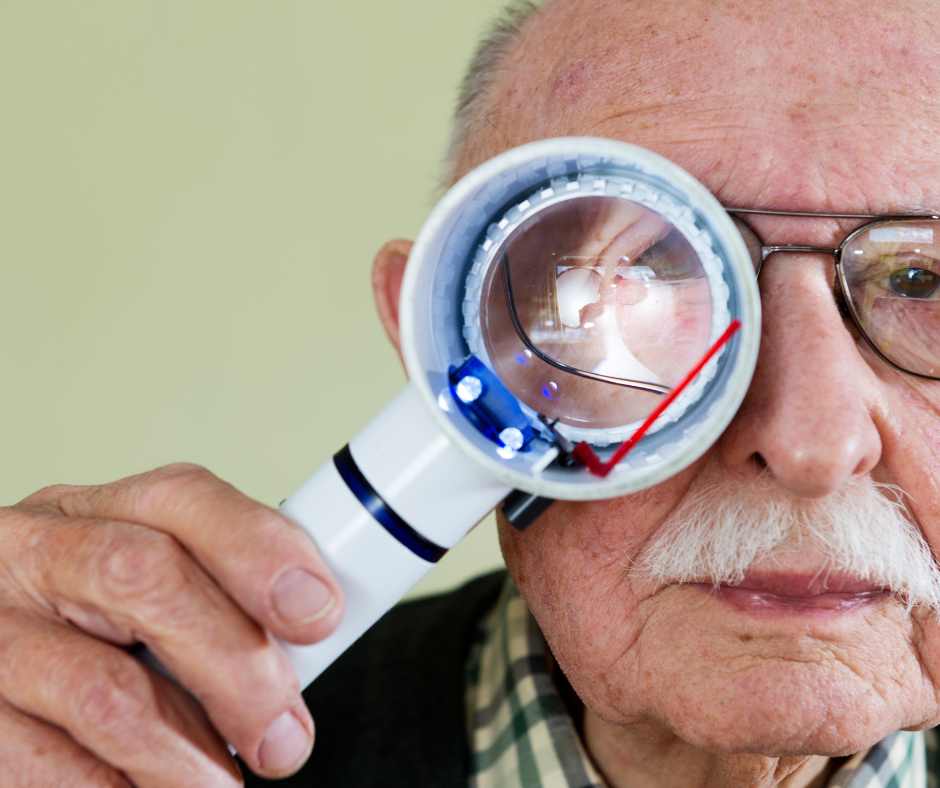 The old man facing age related macular degeneration problem