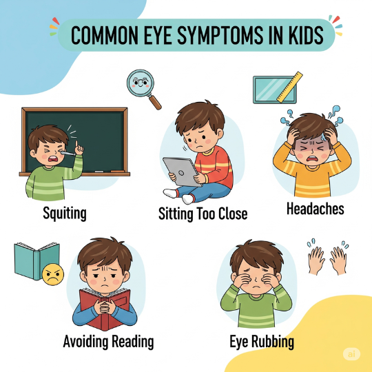 Common symptoms are that your child has power in their eye